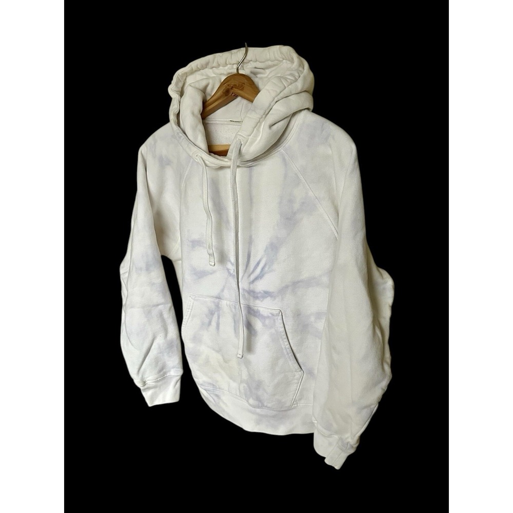 REFORMATION Jeans Tie Dye Hoodie Sz Medium Cream Purple Semi Cropped
